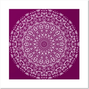 Magenta/White Spiral Pattern Posters and Art